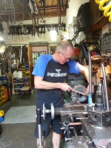 ian at workshop lathe